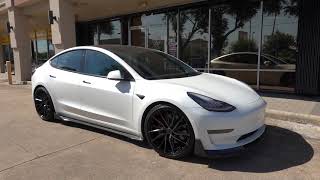 Tesla Model 3 with Vossen HF 4T Wheels Walkaround [upl. by Nesnah544]