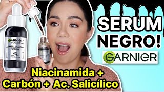 NUEVO SERUM NEGRO GARNIER 🖤 ANTIIMPERFECCIONES NIACINAMIDA CARBÓN Y ÁC SALICÍLICO  MARIEBELLE [upl. by Dnalyag561]