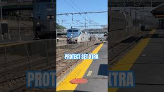 Amtrak protect set extra at Readville amtrak shorts train railroad [upl. by Ahsennek699]