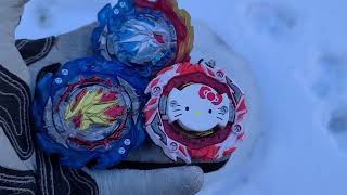 BEYBLADE BURST BU ICE STADIUM BATTLE King Hyperion M V Astral Hello Kitty V Superking Helios MR [upl. by Omland]