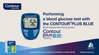 How to perform a blood glucose test  CONTOUR PLUS BLUE  mmolL  UK enUK [upl. by Sitarski]