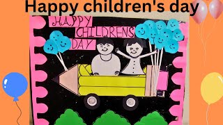 DIY Bulletin Board Ideas for School EASY amp CUTE children day bulletin board [upl. by Anirol694]