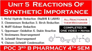 Unit 5 Reactions of synthetic importance complete  pharmaceutical organic chemistry 4th semester [upl. by Kassi403]