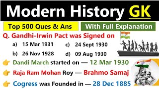 Modern History GK  Top 500 Questions  History Gk  Modern history mcq for Competitive exams [upl. by Pincince]