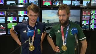 Tokyo 2020 Fintan McCarthy and Paul ODonovan on their gold medal win [upl. by Kurt657]