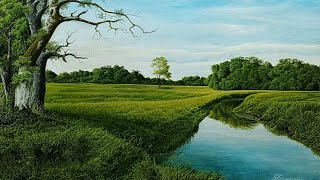 How to paint foreground trees  grass painting with acrylic [upl. by Nosyla]