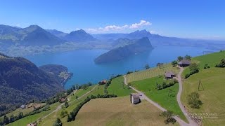 4K Hinterbergen Vitznau Luzern SWITZERLAND アルプス山脈 airview [upl. by Rehtul]