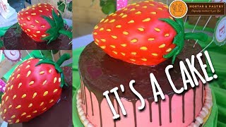 GIANT STRAWBERRY CAKE  Chocolate Cake with Strawberry Buttercream  Ep 56  Mortar and Pastry [upl. by Sigismund]