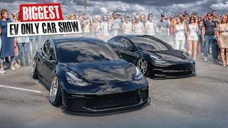 I TOOK MY STANCED TESLA TO THE BIGGEST ALL ELECTRIC CAR SHOW [upl. by Lienhard]