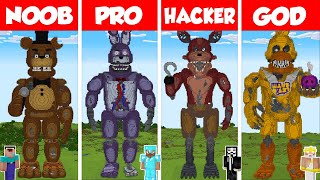 Minecraft FIVE NIGHTS AT FREDDYS STATUE HOUSE BUILD CHALLENGE  NOOB vs PRO vs HACKER vs GOD  FNAF [upl. by Drapehs19]