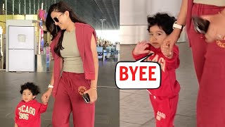 Gauhar Khan Son Zehaan Waves Bye To Paparazzi At Mumbai Airport [upl. by Prochora408]