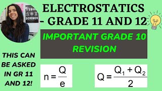 Grade 11 and 12 Electrostatics Grade 10 Revision [upl. by Deerdre]