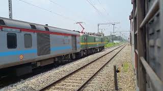 Kamrup Express overtakes Dibrugarh  Deoghar Express at Nalbari [upl. by Gnek184]