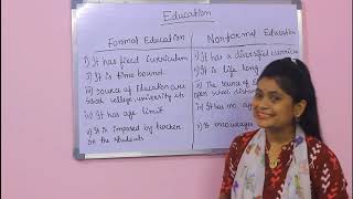 Education chapter 1 difference between forman and non formal formal and inforlal education [upl. by Sivartal]