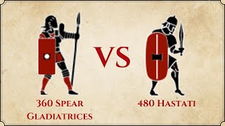 ROME II Total War  360 Spear Gladiatrices VS 480 Hastati [upl. by Floss]