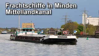 Frachtschiffe in Minden  Mittellandkanal  Binnenschifffahrt [upl. by Scandura]