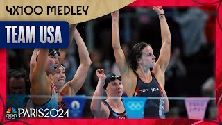 Team USA DROPS THE HAMMER with world record in womens 4x100 medley relay final  Paris Olympics [upl. by Htidirrem]