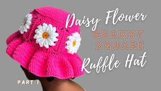 Crochet Daisy Flower Hat Beginner Friendly Ruffle Hat Tutorial DIY  part 1 [upl. by Lengel533]