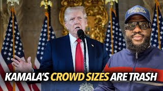 quotKamala Harris Crowd Sizes Are Trashquot Trump Destroys Reporter Says He Has To Turn People Away 😳 [upl. by Ahael]