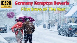 First Snow Fall of The Year Kempten Germany🇩🇪 Walking Tour in the Nighteurope by walking [upl. by Philine]