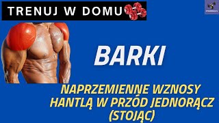 Ćwiczenia W Domu  BARKI  Naprzemienne Wznosy Hantlą W Przód Jednorącz Stojąc [upl. by Francklyn896]