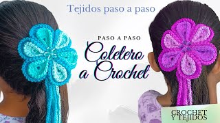 HERMOSOS ganchos para el cabello paso a paso  coletero tejido a crochet [upl. by Vinita722]