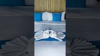 Towel folding bed decorationtowel artromantic decorationviralshortsrb love [upl. by Malek]