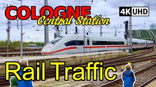 Cologne Central Station and Hohenzollern Bridge  Rail Traffic [upl. by Ellicott]