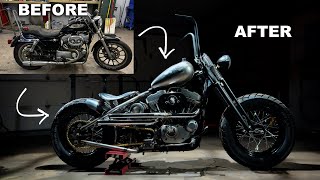 Harley Davidson Sportster to Hardtail Bobber Fabrication Build in 20 Minutes [upl. by Carrington361]