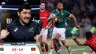 Springbok fan reacts to epic win vs Portugal [upl. by Deerc]