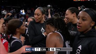 quotGet OFF Mequot Aja Wilson didnt like Sydney Colson touching her in the huddle  Las Vegas Aces WNBA [upl. by Yursa]