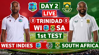 West Indies vs South Africa 1st Test Live Scores  WI vs SA 1st Test Day 2 Live Scores amp Commentary [upl. by Ahkos]