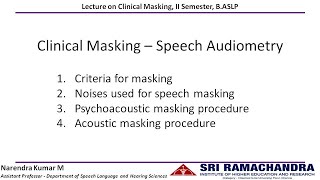 Clinical Masking Speech Audiometry [upl. by Kathlene]