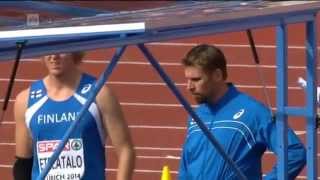 Men´s Javelin Throw Final European Championships Zürich Switzerland 1782014 [upl. by Nylarak]