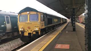 Triple class 66s on 0Z72 pass Taunton to fairwater yard [upl. by Rukna]