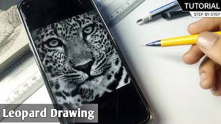 Draw with me  Leopard Drawing  Leopard Outline Drawing  Easy Outline TUTORIAL with Grid Method [upl. by Baumann242]