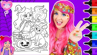 Coloring Kimmi The Clown Halloween Witch Coloring Page  Ohuhu Paint Markers [upl. by O'Brien]