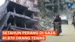 Setahun Perang HamasIsrael Hampir 42000 Warga Palestina Tewas di Gaza [upl. by Naujaj]