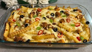 Loaded Fries Healthy Version  Oven Baked Fries By One Dish One Tip [upl. by Dare]