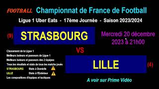 STRASBOURG  LILLE  match de football de la 17ème journée de Ligue 1  Saison 20232024 [upl. by Ihdin]