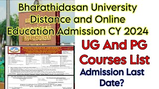 Bharathidasan University Distance And Online Education CY 2024 Admission And Courses👍 [upl. by Ahsirak]