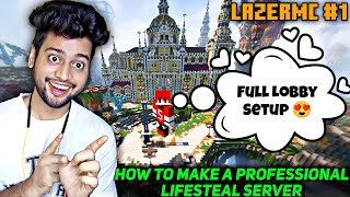 How To Make a Professional LifeSteal Server  How To Make Lobby in Minecraft Server  LazerMC 1 [upl. by Ahswat]