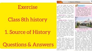 class 8th History chapter 1 Sources Of History Exercise question answers [upl. by Archle648]