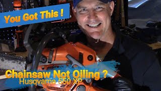 Husqvarna Chainsaw Not Oiling Properly Fix by Cleaning or Replacing the Oil Pump Hose Worm Wheel [upl. by Suravart813]