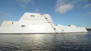 The future USS Zumwalt DDG 1000 departs Bath Maine [upl. by Inohs]