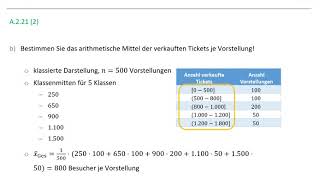 Beispiel A221  Statistik  Auswertung bei klassierten Daten [upl. by Notpmah521]