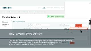 How To Process a Vendor Return in Cetec ERP [upl. by Ssecnirp924]