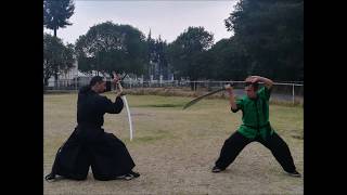 Combate con Espadas Wushu vs Kenjutsu 1 [upl. by Sirraf]