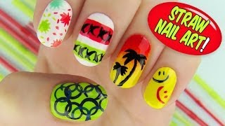 Straw Nail Art 6 Creative Nail Art Designs Using a Straw [upl. by Hnib]