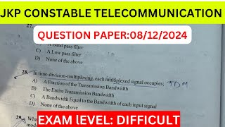 JKP Constable Telecommunication Question Paper 8122024  Jkp Telecommunication Original Paper [upl. by Ablasor]